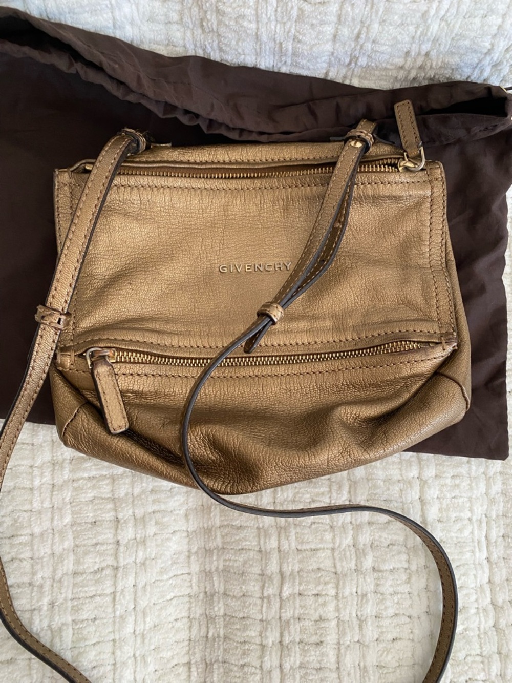 Givenchy Mini Pandora Bronze Metallic Soft Leather Crossbody Bag - Picture 12 of 13